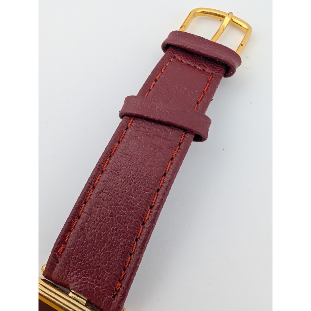 Vintage Marcel Watch Corp. No 963 Digital Watch Maroon Leather Band- New Battery - Picture 4 of 8